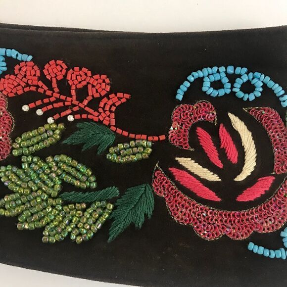 Ibisco Beaded & Embroidered Brown Suede Tie Belt - Picture 3 of 5